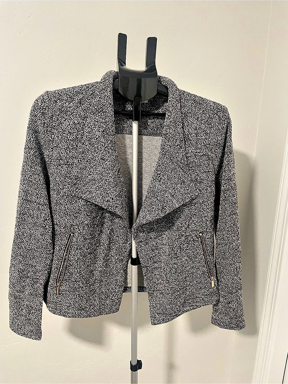 Calvin Klein Speckled Zip Pocket Blazer in Black & White medium